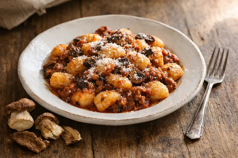 gnocchi di patate con funghi porcini