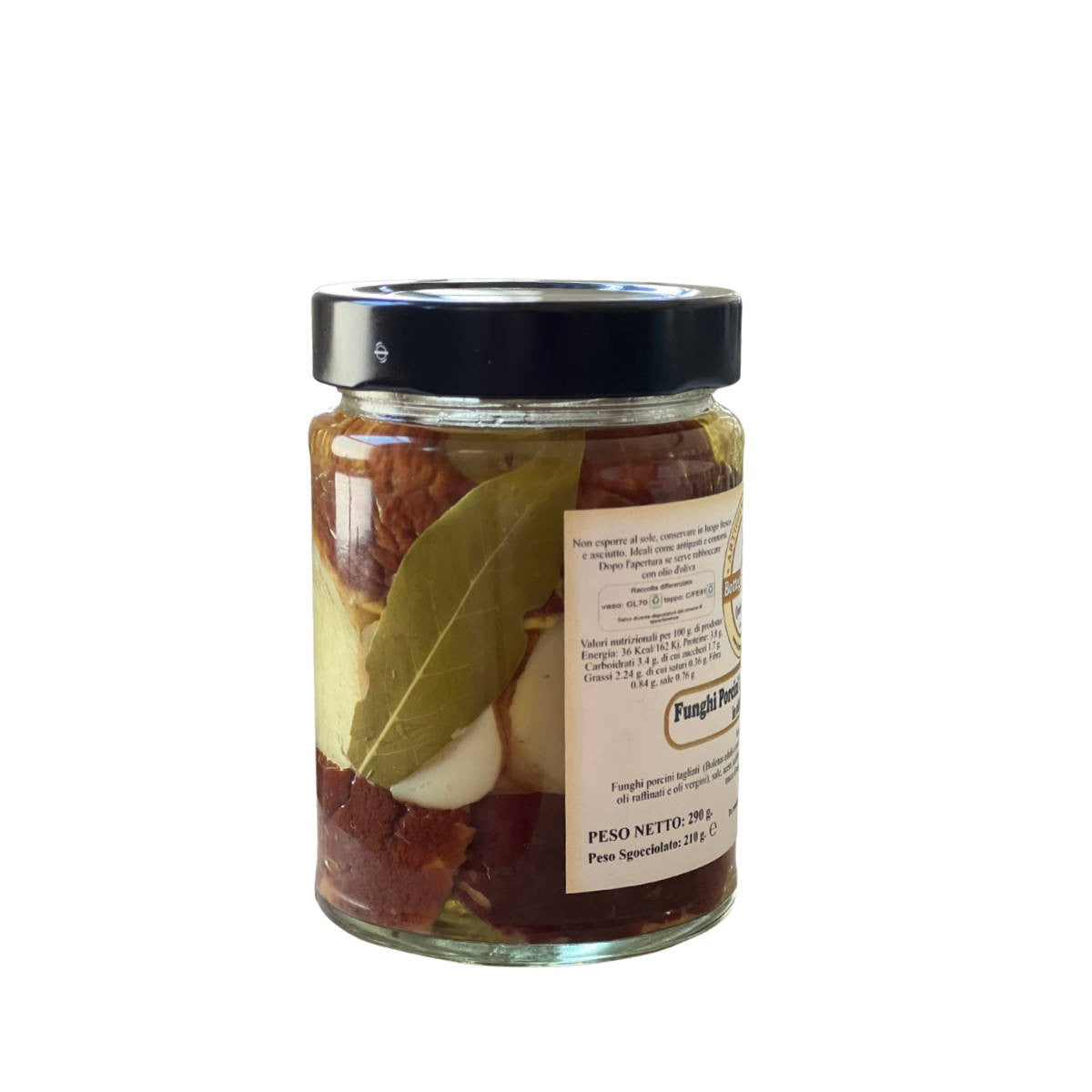 Funghi Porcini tagliati testa nera in olio d'oliva 290g