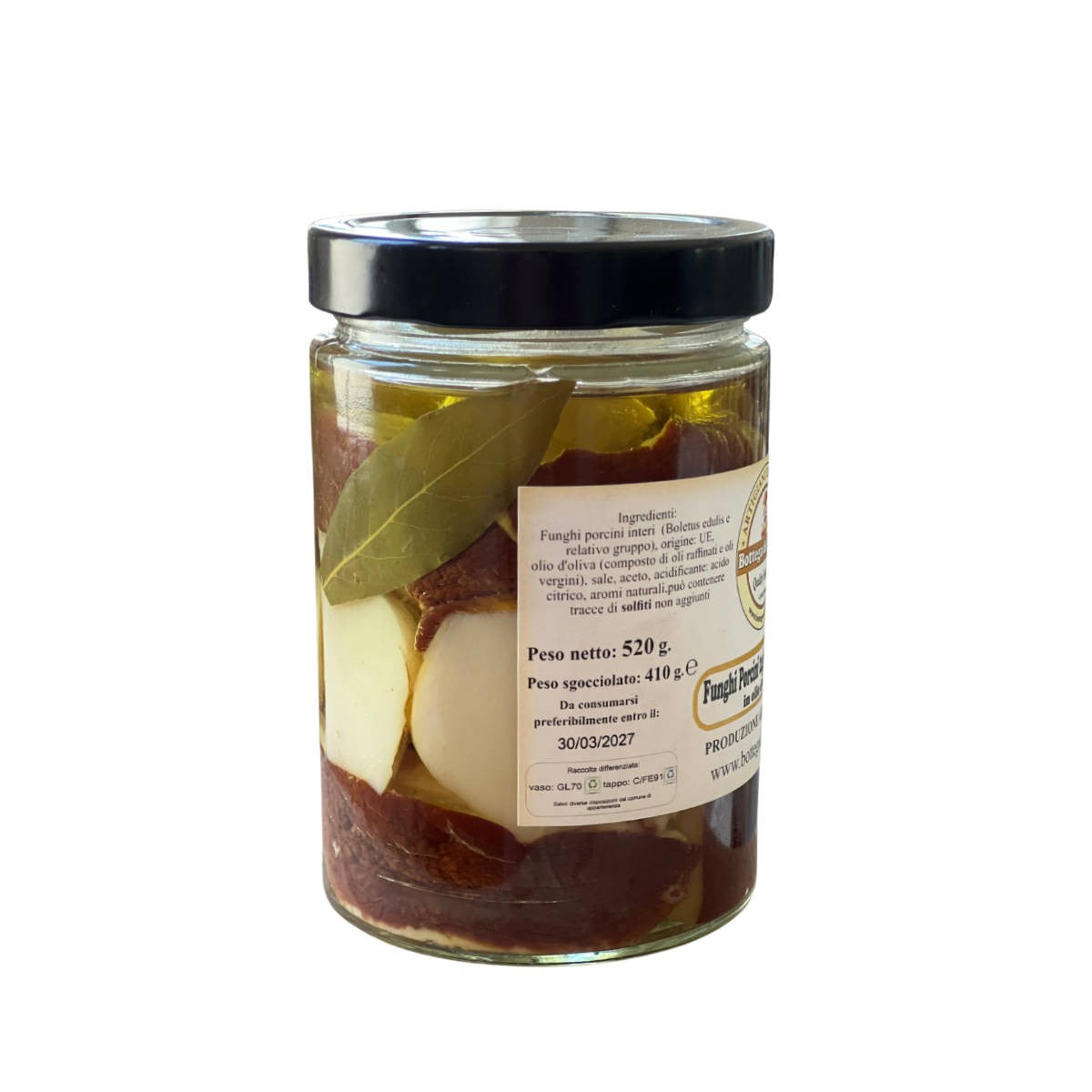 Funghi Porcini tagliati testa nera in olio d'oliva 520g