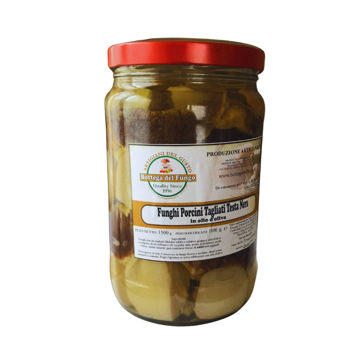 Funghi Porcini tagliati testa nera in olio d'oliva 1500g