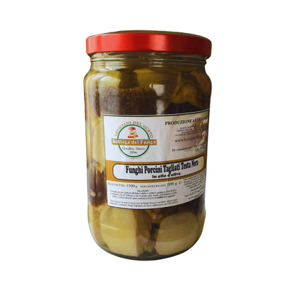 Funghi Porcini tagliati testa nera in olio d'oliva 1500g