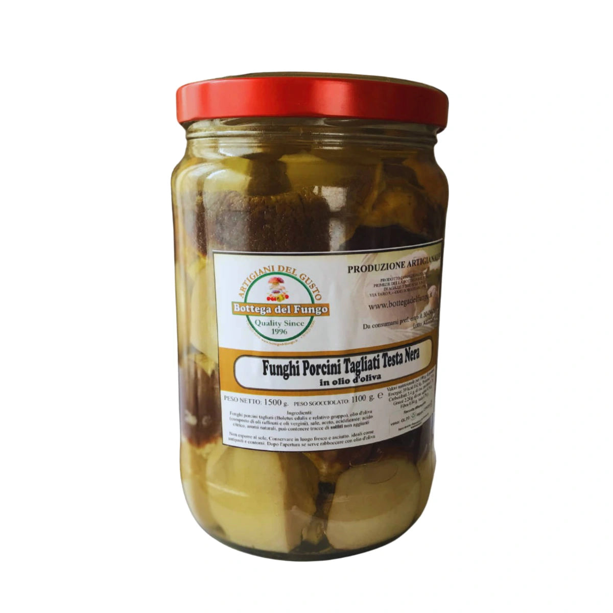 Funghi Porcini tagliati testa nera in olio d'oliva 1500 g