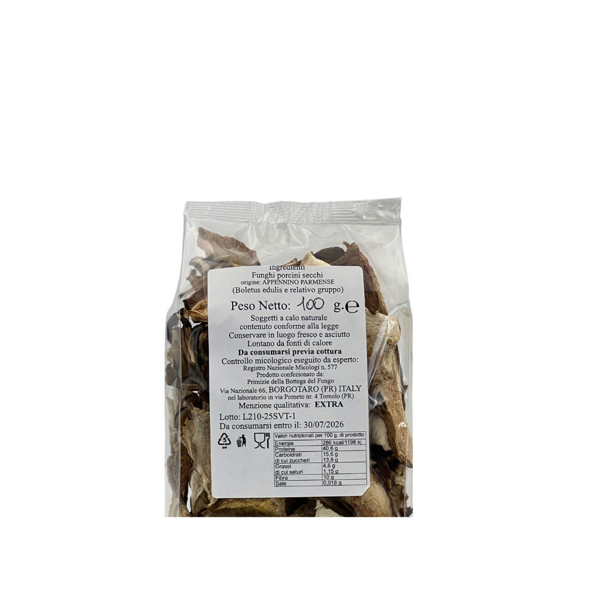 Sacchetto Funghi Porcini Secchi Nostrani 100g