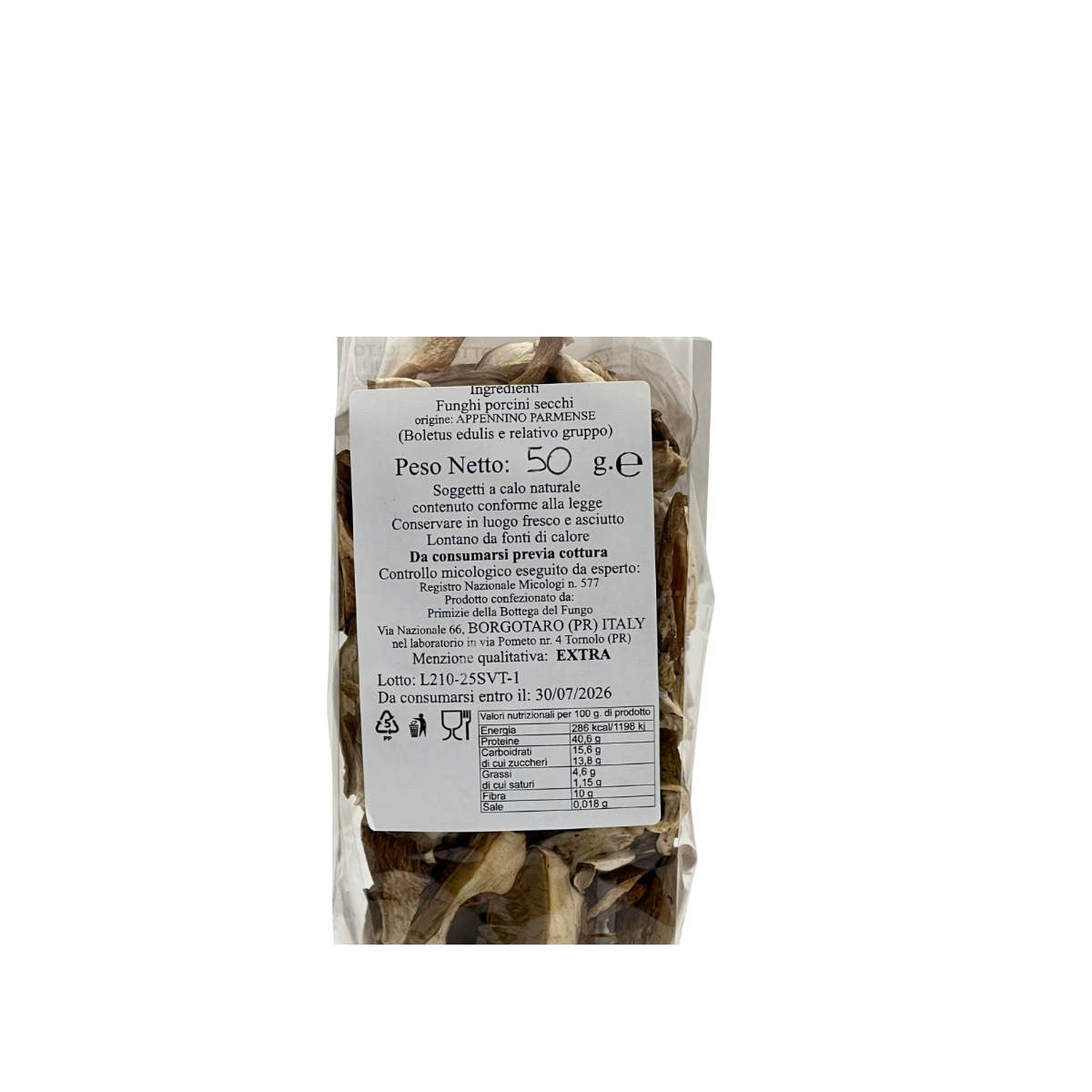 Sacchetto Funghi Porcini Secchi Nostrani 50g