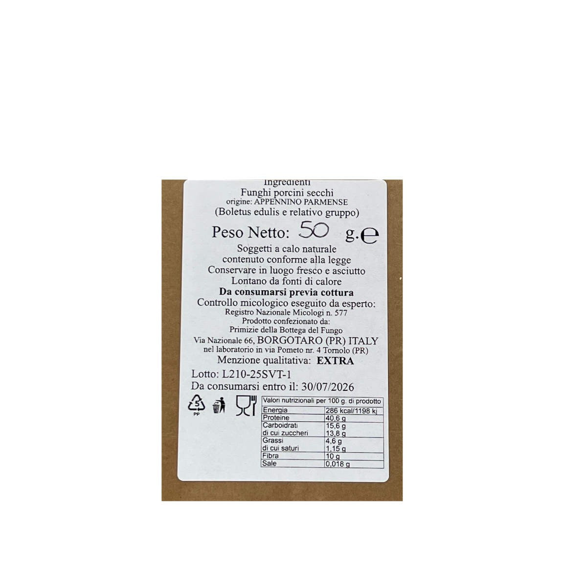 Vaschetta Funghi Porcini Secchi nostrani 50g