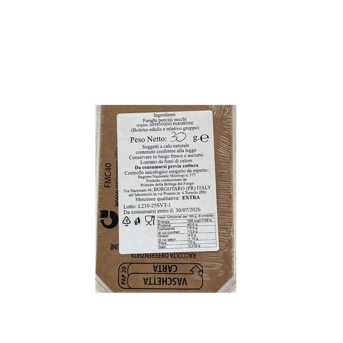 Vaschetta Funghi Porcini Secchi nostrani 30g